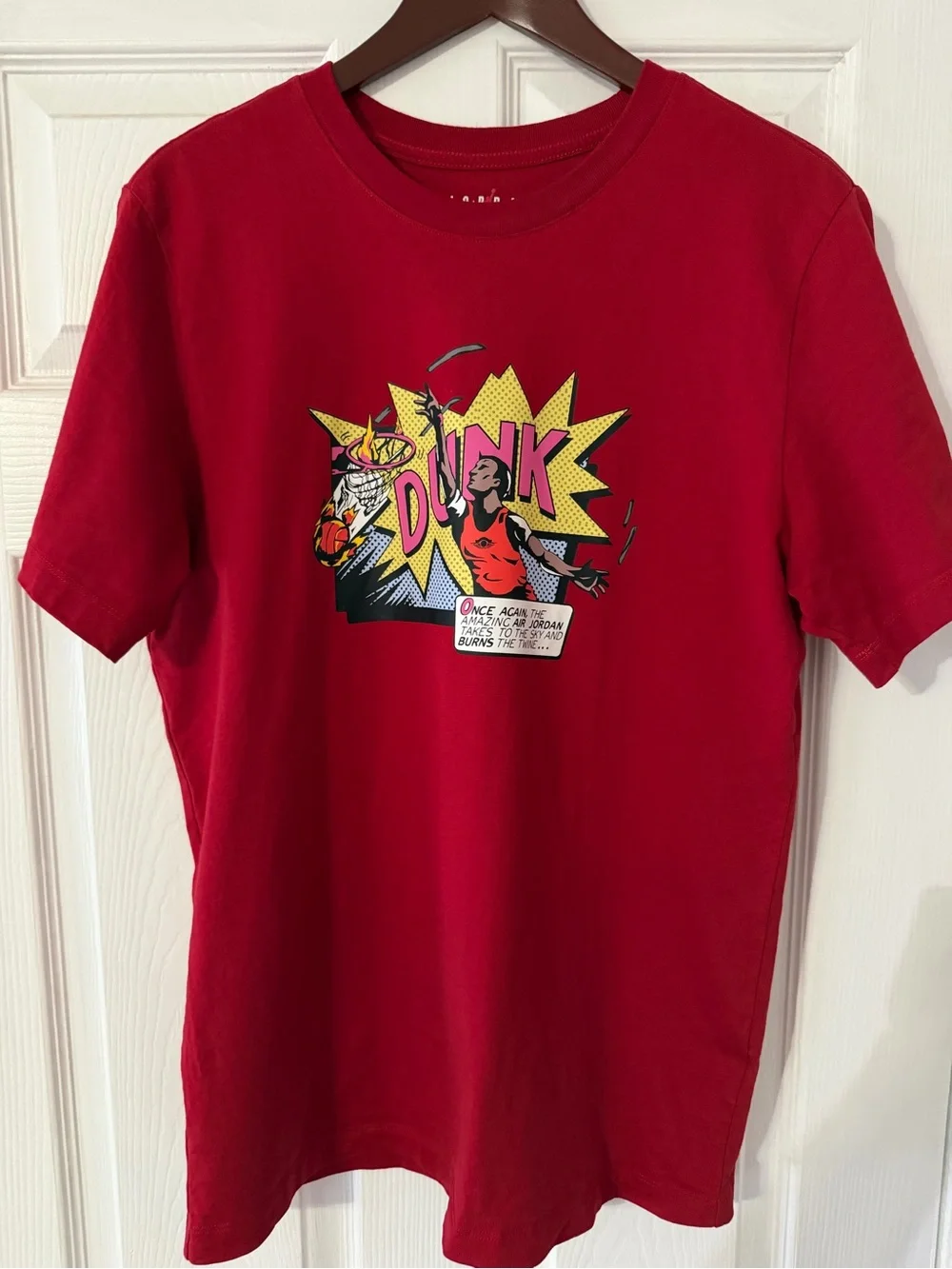 Men’s Jordan dunk Red Graphic Tee with comic graphic